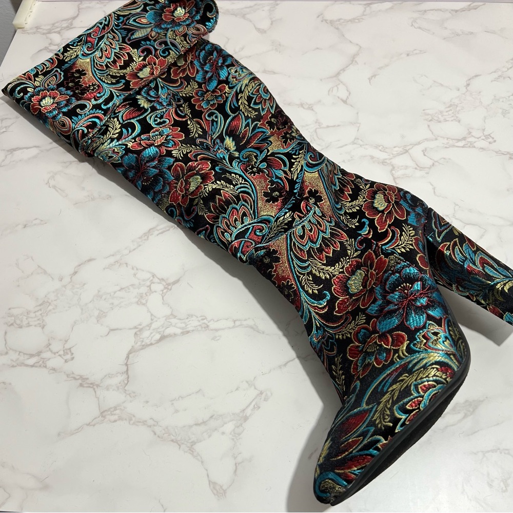 Bamboo Paisley Over The Knee/Thigh High/Fold Over Boot -- EU39/US 9 - Picture 4 of 11
